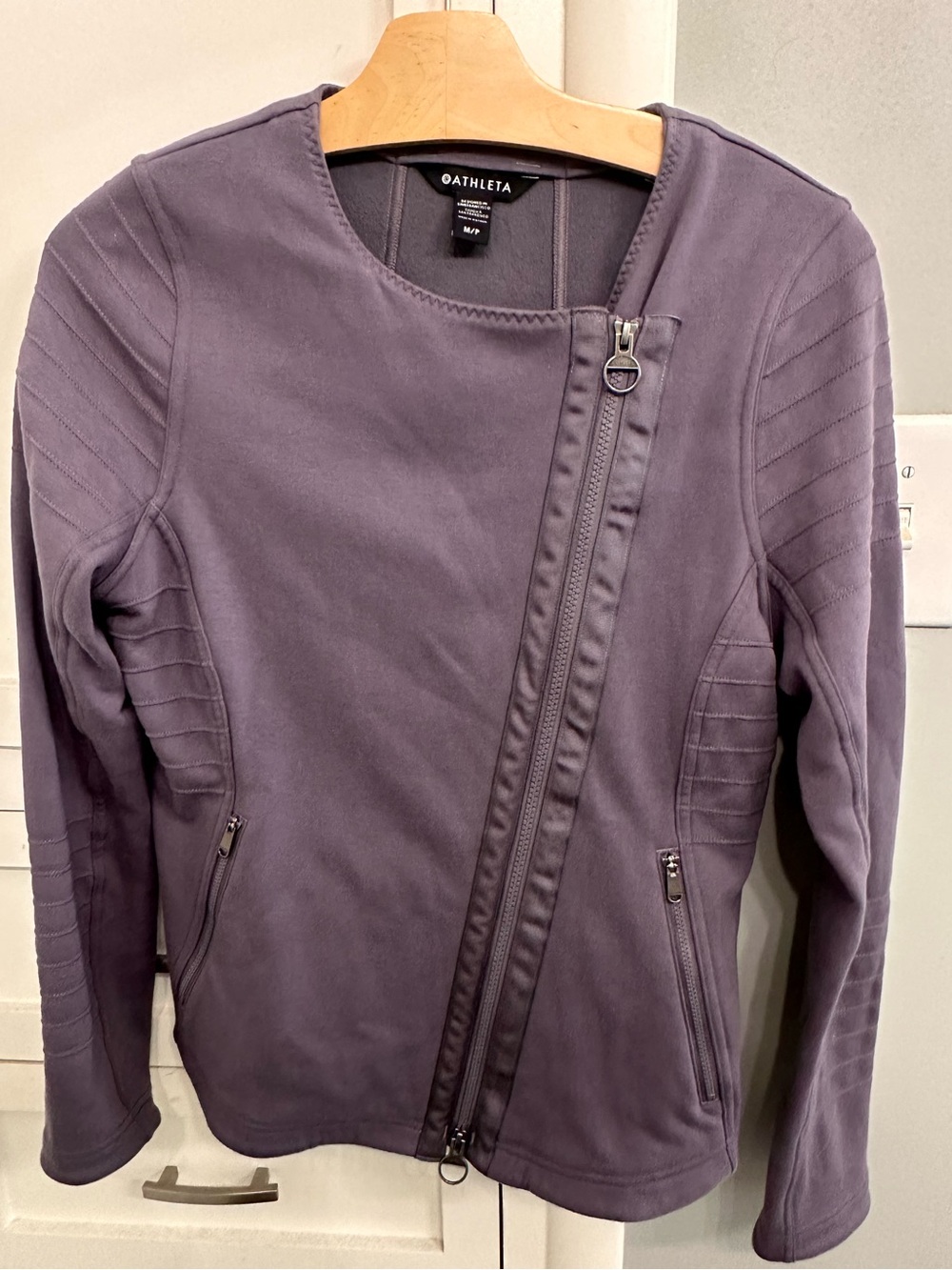 Athleta Triumph Dusk Violet Asymmetrical Zip Moto Jacket Medium Petite
